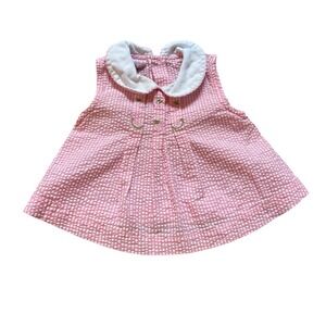 Samara Seersucker Top Kids Pink Gingham Fruit Embroidered Peter Pan SIZE 24M